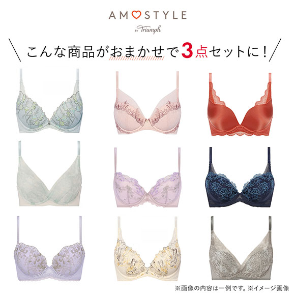 ブラジャー セット 大きいサイズ 下着 レディース セット 福袋 アモスタイル ブラジャー セット 3点セット 上下セット AMOSTYLE 白鳩