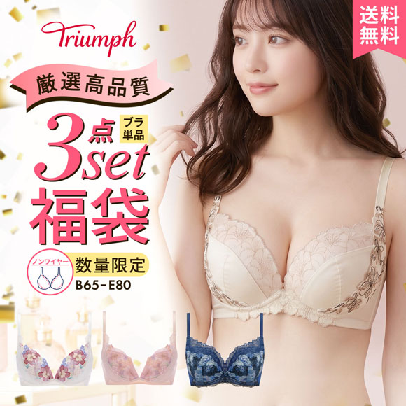 ブラジャー ノンワイヤーブラ セット 大きいサイズ 下着 レディース セット 福袋 トリンプ ノンワイヤー 3点セット Triumph