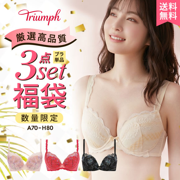 ブラジャー セット 大きいサイズ 下着 レディース セット 福袋 トリンプ ブラジャー セット グラマーサイズ 3点セット Triumph 白鳩