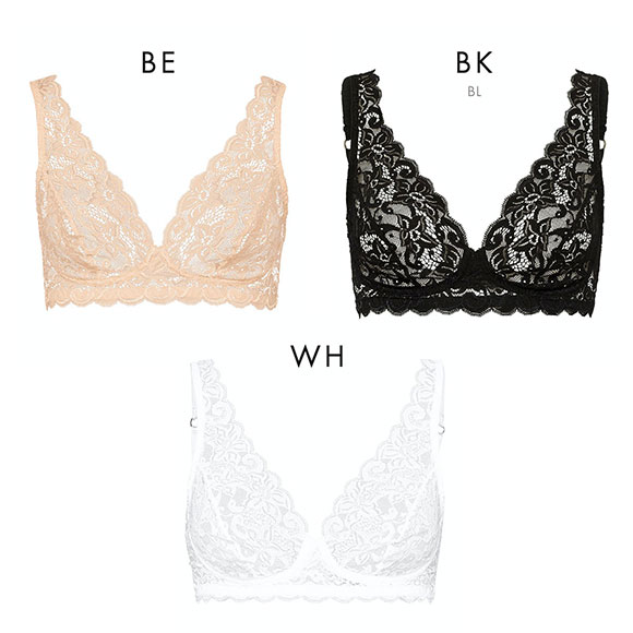 ハンロ モーメント 定番 総レース ソフトブラ ノンワイヤーブラ HANRO MOMENTS Vネック ノンパデット