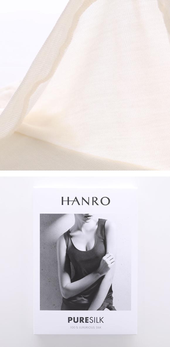 ハンロ ピュアシルク 100％ タンクトップ HANRO PURESILK LUXURIOUS SILK Uネック インナー