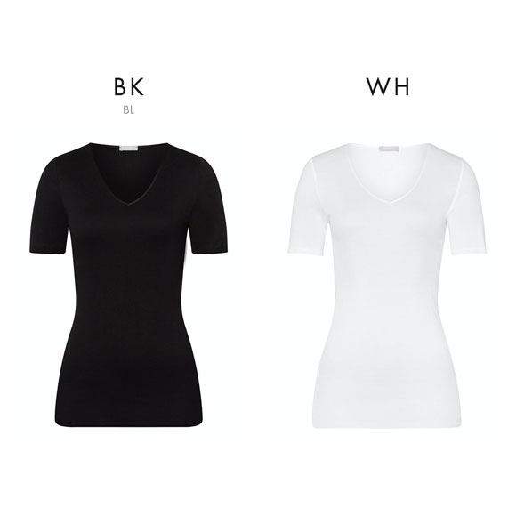 ハンロ コットン シームレス 半袖 トップス HANRO COTTON SEAMLESS Vネック インナー