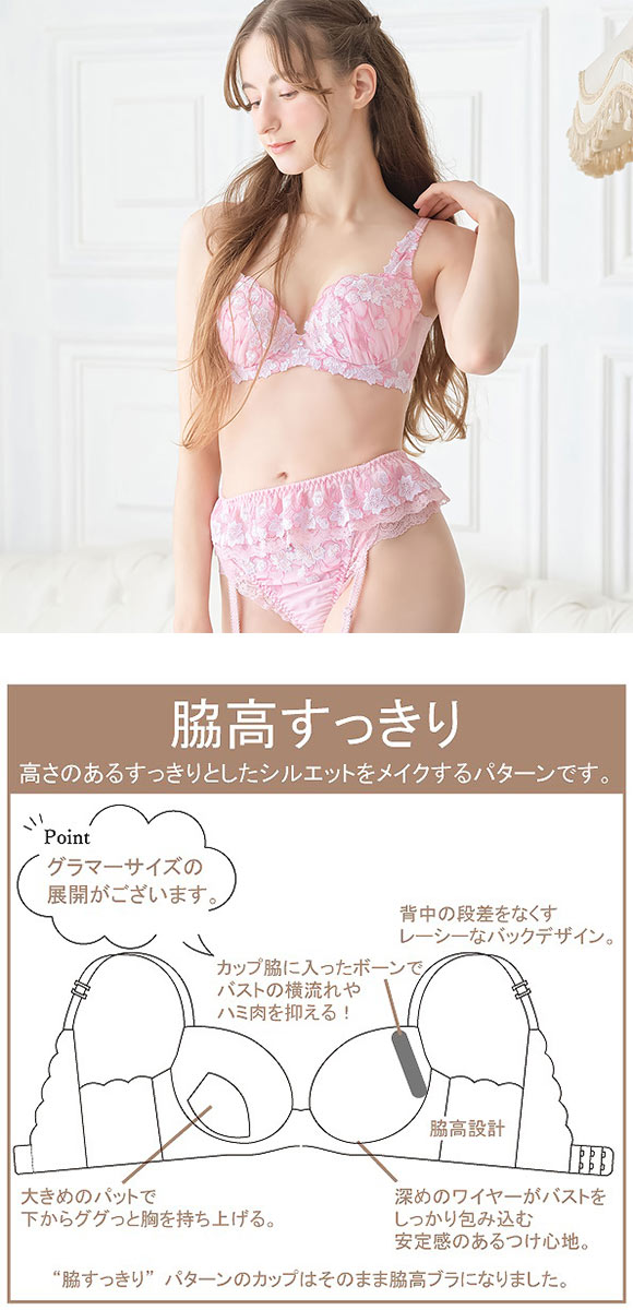 ドゥペルル 千里香 脇高すっきりブラジャー GH 大きいサイズ グラマー 谷間 スムージング 凸凹 なめらか リフトアップ