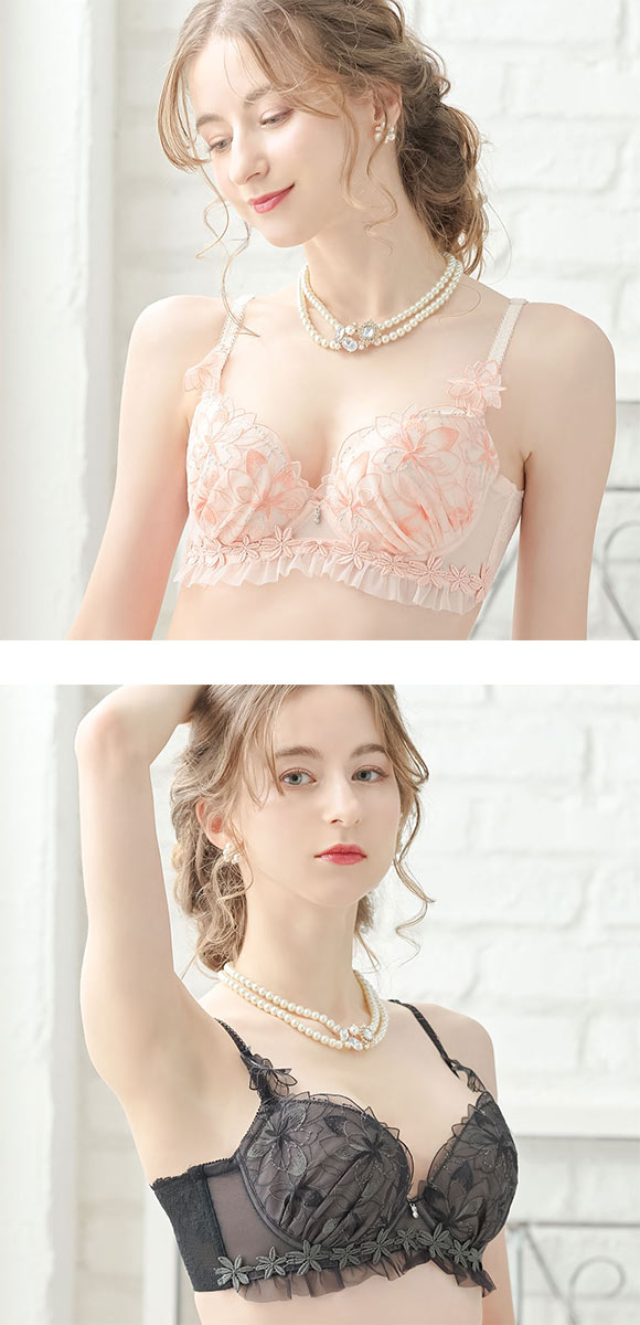 ドゥペルル フルールドゥ 脇高すっきりブラジャー GH グラマー 谷間 スムージング なめらか リフトアップ 大きいサイズ 脇肉 脇寄せ