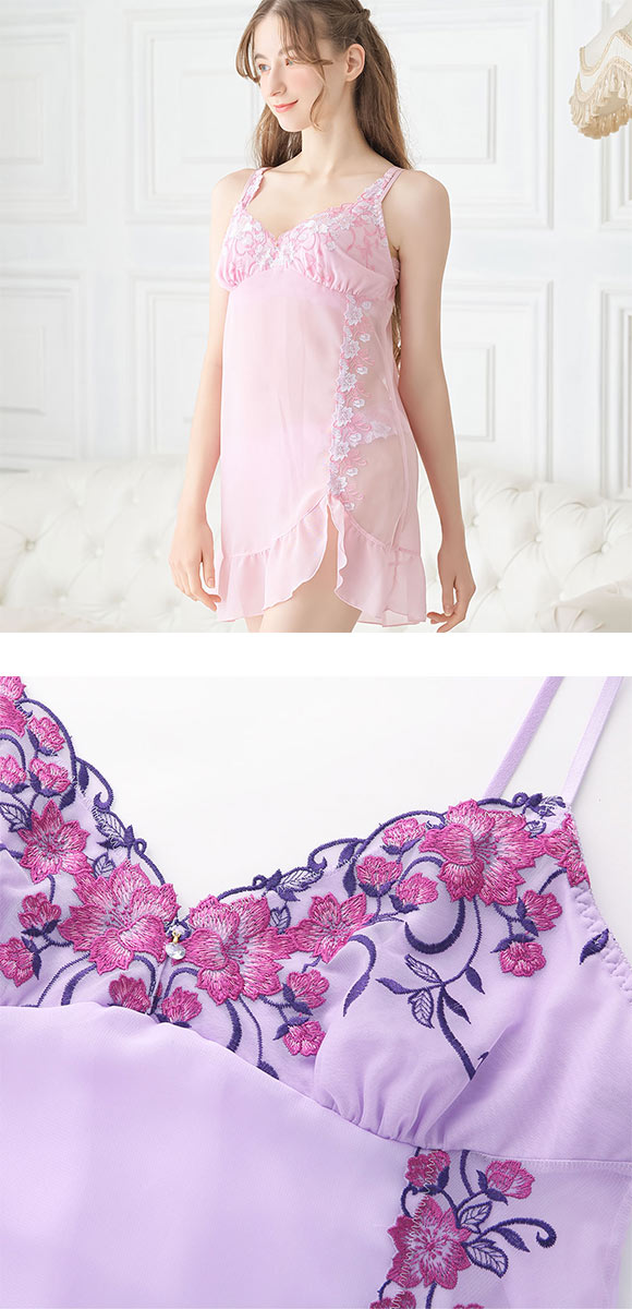 ドゥペルル 千里香 スリップ M-75 L-80 ランジェリー ロングキャミソール DuePerle