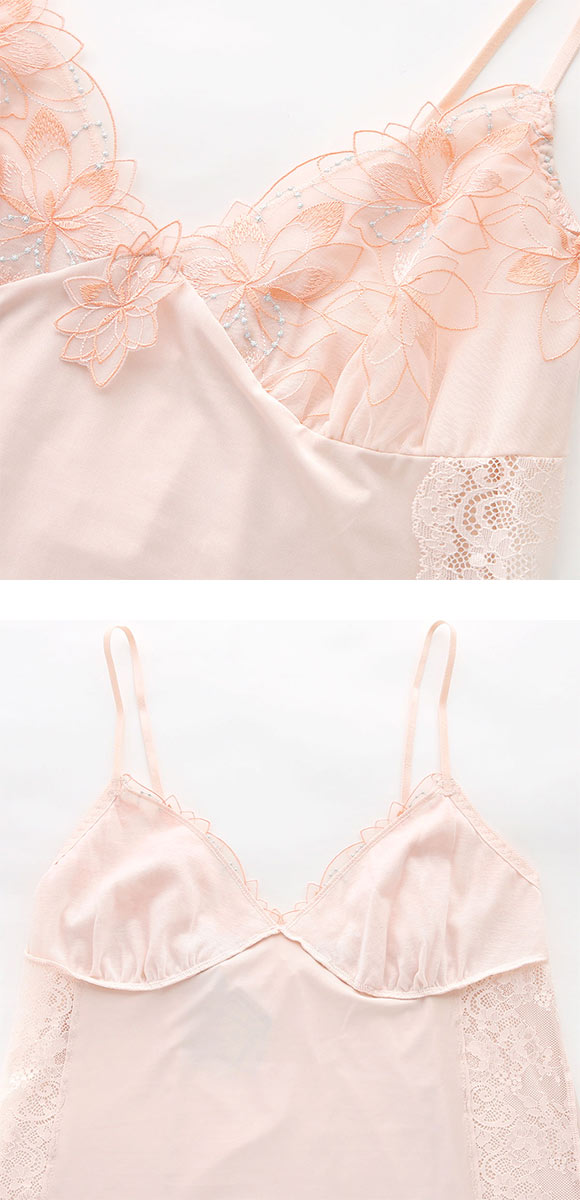 ドゥペルル フルールドゥ スリップ M-75 L-80 ランジェリー ロングキャミソール DuePerle