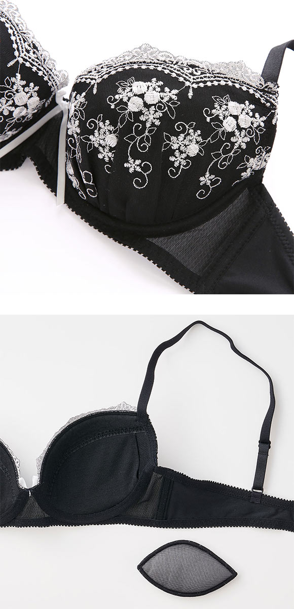 グラナティス クラシカルフラワー ブラセット BCDEF グラマー ブラジャー ショーツ セット 大きいサイズ パッド 盛り プチプラ