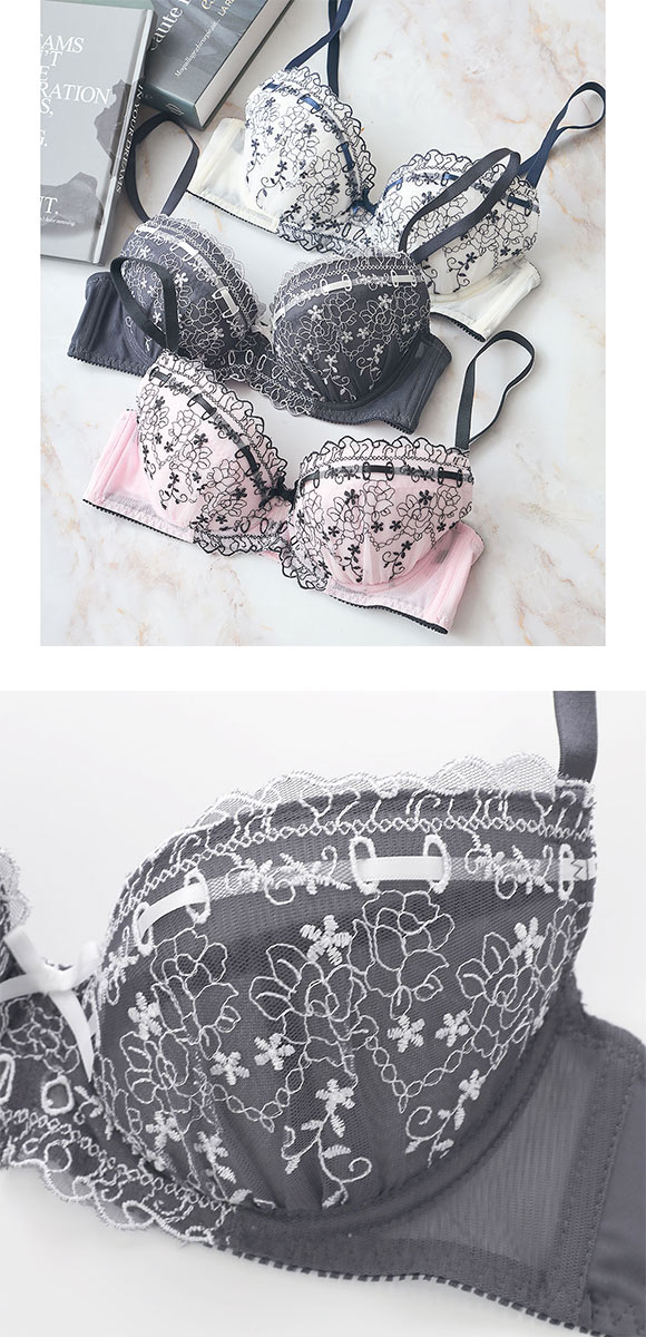 イーエスフェアリー ガーリーリボン ブラセット BCDEF65-80 パッド 盛り胸 谷間 大きいサイズ ブラジャー ショーツ セット ES Fairy