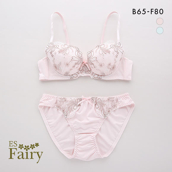 イーエスフェアリー ES Fairy フレンチリボン ブラセット ブラジャー ショーツ セット BCDEF 大きいサイズ