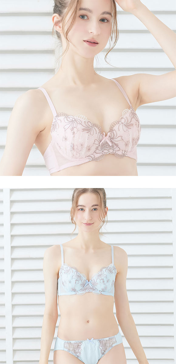 イーエスフェアリー ES Fairy フレンチリボン ブラセット ブラジャー ショーツ セット BCDEF 大きいサイズ