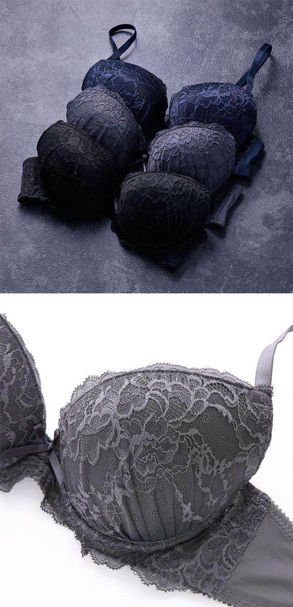 イーエスフェアリー エレガントレース ブラセット BCDEF Wパッド 盛り胸 ブラジャー ショーツ セット 大きいサイズ ES Fairy