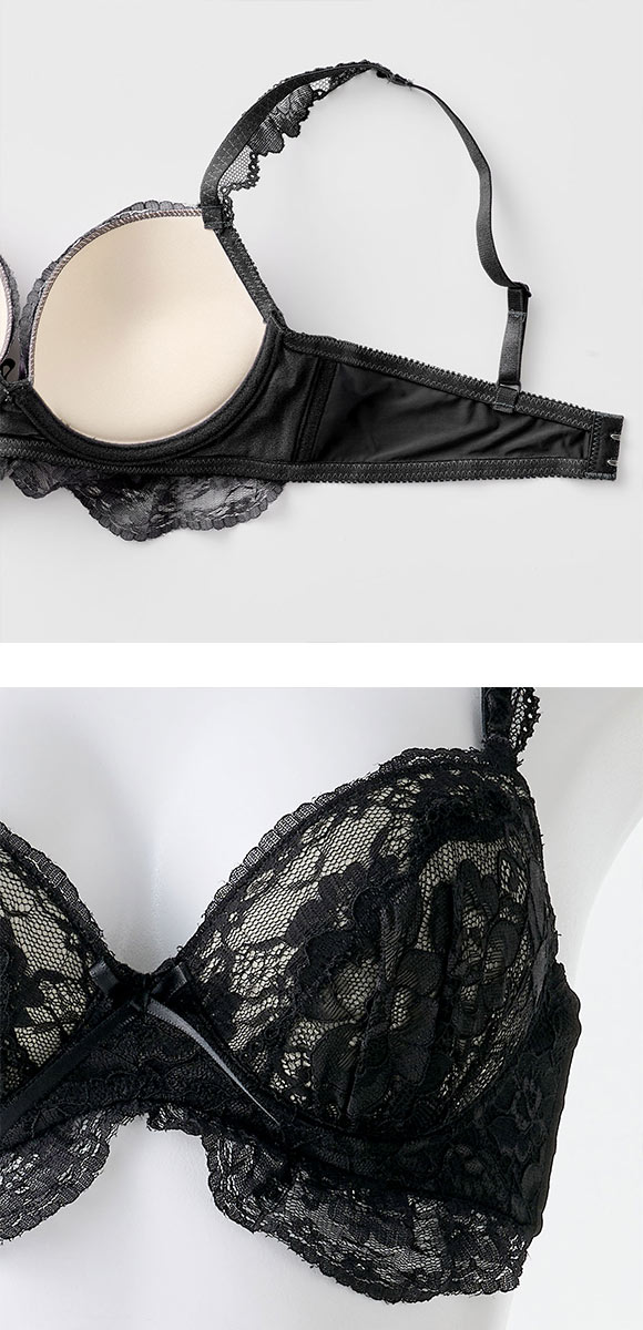 イーエスフェアリー ヌーディーレース ブラセット BCDEF ブラジャー ショーツ セット 大きいサイズ パッド 盛り プチプラ ES Fairy