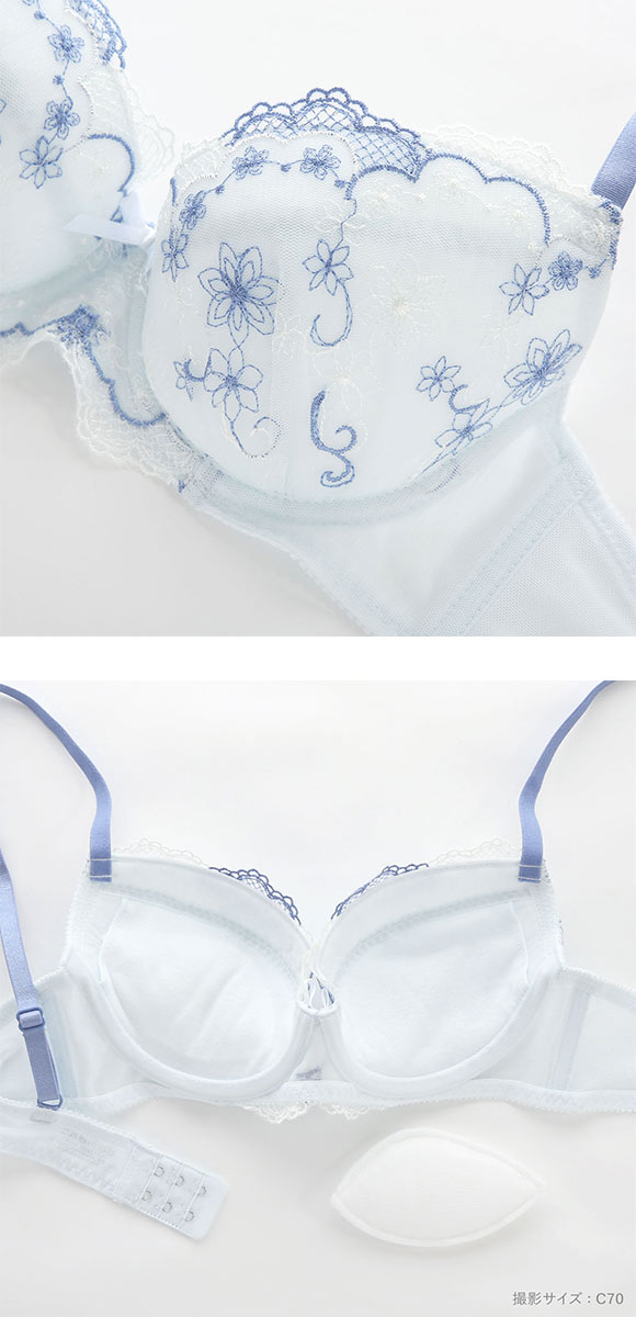 イーエスフェアリー チャーミングフローラ ブラセット BCDEF65-80 パッド付 盛胸 プチプラ 谷間 大きいサイズ セット ES Fairy