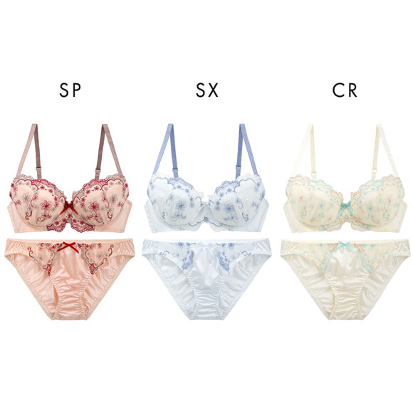 イーエスフェアリー チャーミングフローラ ブラセット BCDEF65-80 パッド付 盛胸 プチプラ 谷間 大きいサイズ セット ES Fairy