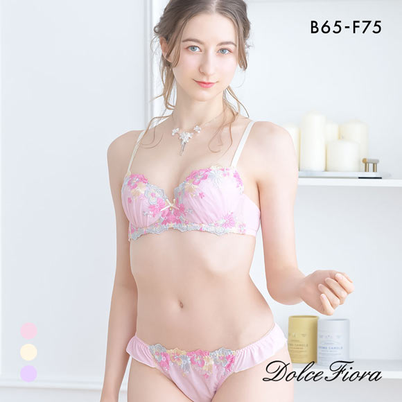 ドルチェフィオラ フルーティフラワー ブラセット BCDEF ソフトワイヤー やさしい ブラジャー ショーツ セット Dolce Fiora