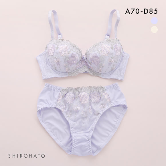 段差すっきり体験 クラシカルローズ刺繍 ブラジャー ショーツ セット ABCD70-85 グラマー 脇高 脇肉 着やせ ブラセット