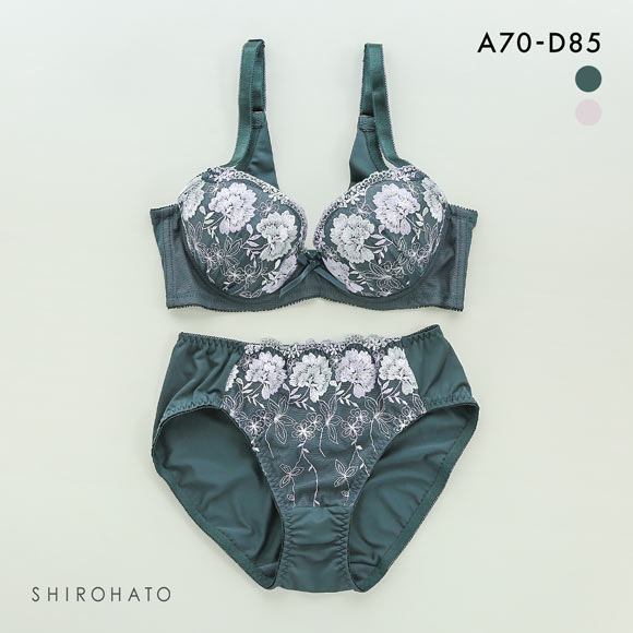 うしろ姿美 うっとり体験 フラワー刺繍 ブラジャー ショーツ セット ABCD70-85 ブラセット 脇高 脇肉 着やせ 背中すっきり