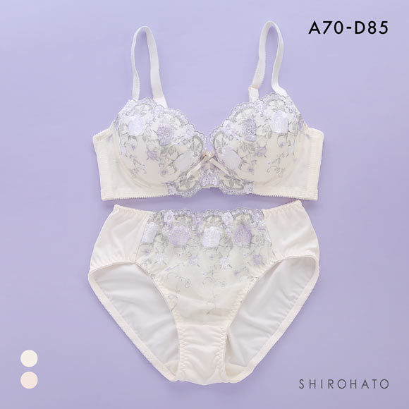 段差すっきり体験 安心脇高 アーチローズ刺繍 ブラジャー ショーツ セット ABCD70-85 脇高 脇肉 アンダー大きいサイズ グラマー 谷間 着やせ