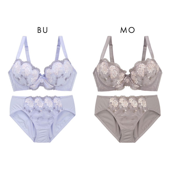 段差すっきり体験 クラシカルローズ刺繍 ブラジャー ショーツ セット ABCD70-85 グラマー 脇高 脇肉 着やせ ブラセット