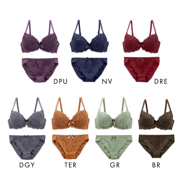 ソニアブラック SONIA black 花柄スカラップレース リボン ブラジャー ショーツ セット DE 大きいサイズ