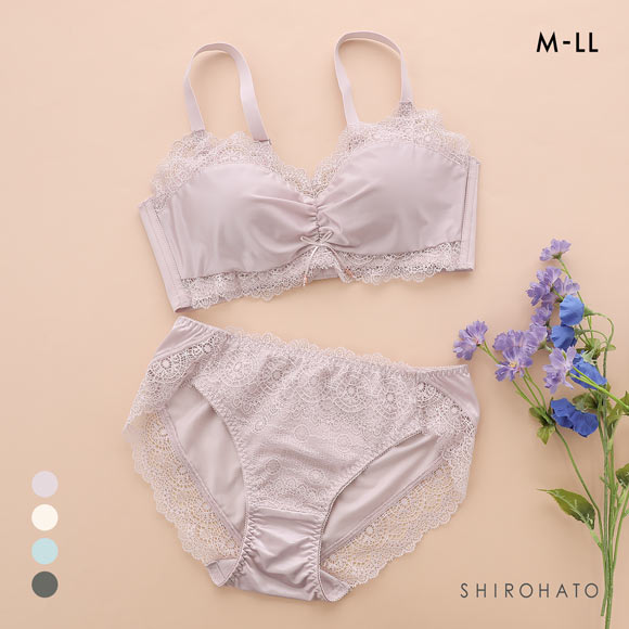 メルトココ 谷間キープ ふわとろカップ プランジノンワイヤーブラ ブラセット 脇スッキリ ブラジャー ショーツ セット