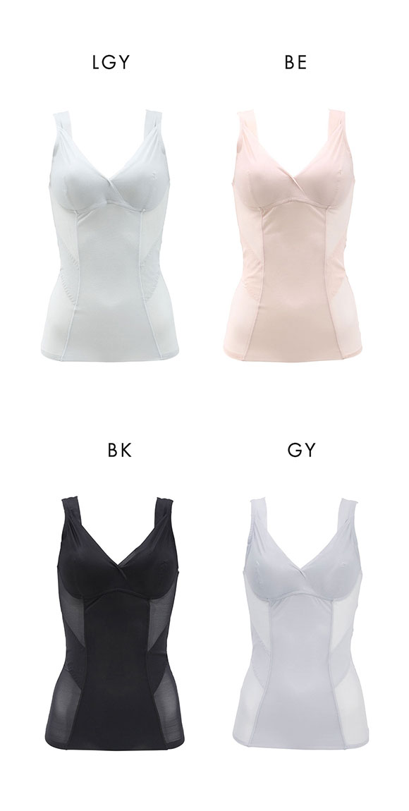 ブライトマッチ 巻き肩サポート 美姿勢ボディシェイパー M L LL ムレナイ メッシュ 着やせ 背中クロス スタイルアップ 補整 カップ付き ラン型 ブラトップ