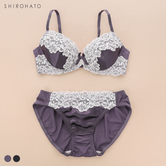 ソニアブラック シルキーサテン ブラセット BCDE アンダー大きいサイズ グラマー SONIA BLACK ブラジャー ショーツ セット