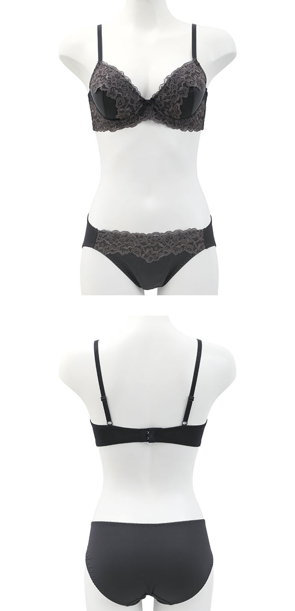 ソニアブラック シルキーサテン ブラセット BCDE アンダー大きいサイズ グラマー SONIA BLACK ブラジャー ショーツ セット