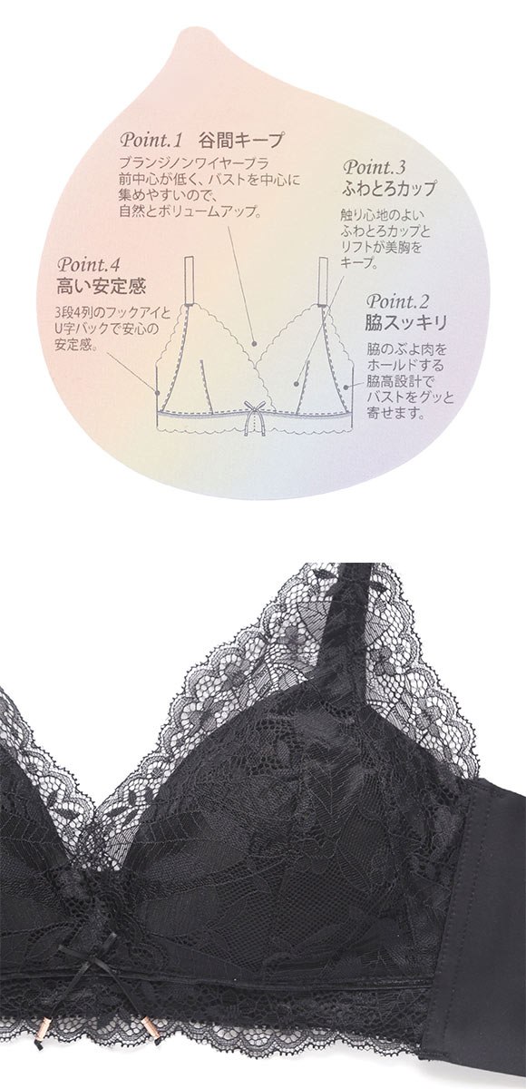 メルトココ 谷間キープ ふわとろカップ プランジノンワイヤーブラ ブラセット 脇スッキリ ブラジャー ショーツ セット 脇高