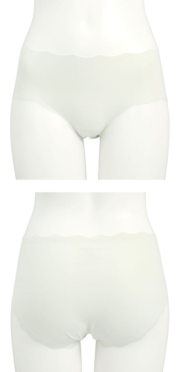 ポフ 配色スカラップブラ ペアノーマルショーツ M L LL コーディネイト なめらか ひびきにくい シームレス ヘム フリーカット Pofu