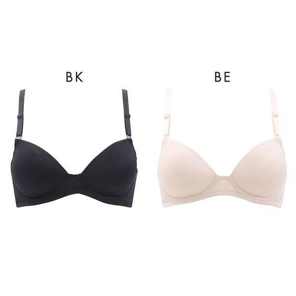 PT-bra ノンワイヤーブラジャー ABCD 3/4カップ シンプル ひびきにくい Tシャツブラ 盛りブラ 脇高 谷間