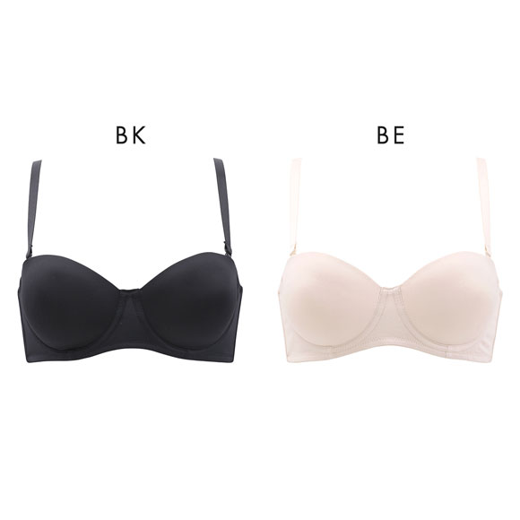 PT-bra ブラジャー ABCD 1/2カップ シンプル ストラップレス オフショルダー ひびきにくい Tシャツブラ 盛りブラ 脇高 谷間