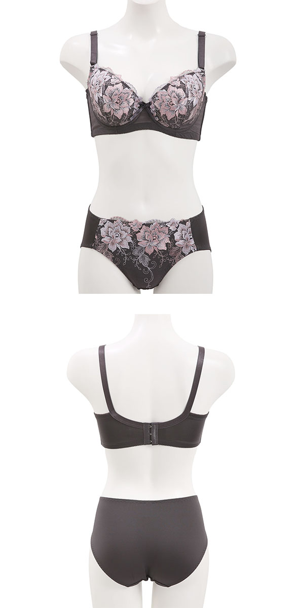 段差すっきり体験 ブリリアントローズ グラマーブラセット DEF70-90 アンダー大きいサイズ ブラジャー ショーツ セット