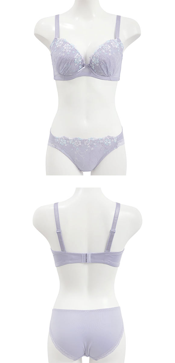 グラマーサイズブラセット プチフラワー刺繍 DEFG75-90 アンダー大きいサイズ リフトアップ パッドあり