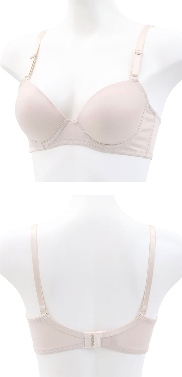 PT-bra ブラジャー ABCD 3/4カップ シンプル ひびきにくい Tシャツブラ 盛りブラ 脇高 谷間