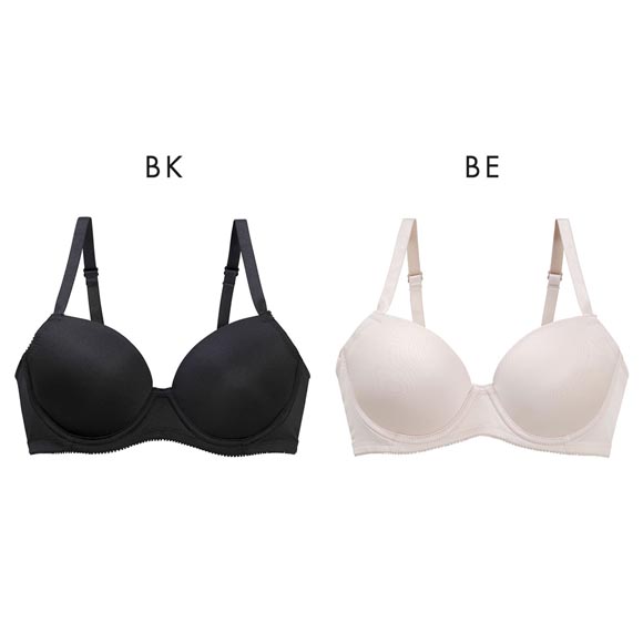 PT-bra ブラジャー ABCD 3/4カップ シンプル ひびきにくい Tシャツブラ 盛りブラ 脇高 谷間