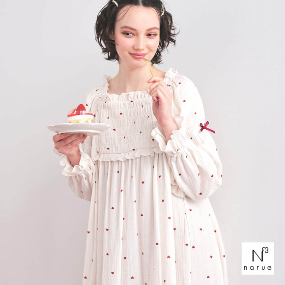 ナルエー パジャマ シュークリームガーゼRプティーハートドレス ルームウェア ネグリジェ NARUE