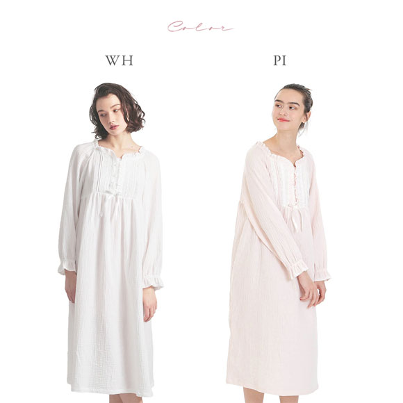 ナルエー パジャマ シュークリームガーゼRクラシカルドレス ルームウェア ワンピース ネグリジェ NARUE