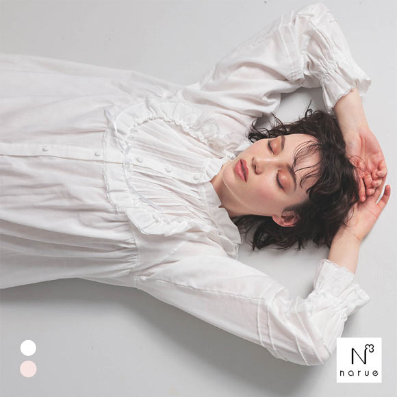 ナルエー NARUE パジャマ 50/ダブルガーゼクラシカルナイトドレス ワンピース ドレス 綿100％ ネグリジェ moontan by Narue Luxe