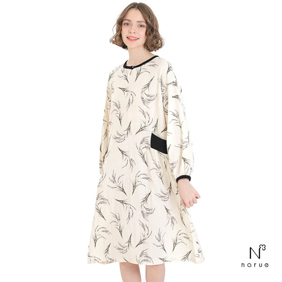 ナルエー パジャマ シュークリームガーゼRハーベストワンピース ルームウェア レディース ネグリジェ NARUE