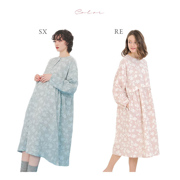 ナルエー パジャマ シュークリームガーセRフラワーステッチワンピース ワンピース ルームウェア レディース NARUE