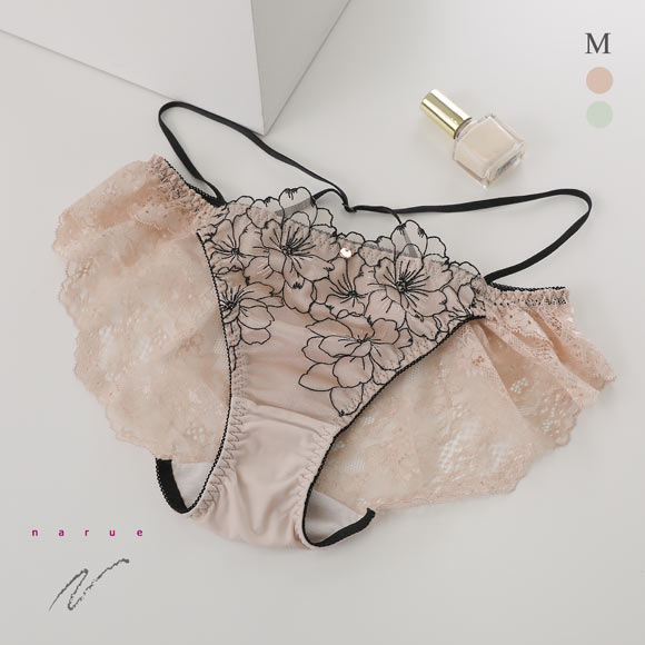 ナルエー ランジェリー シェリール 総レース ショーツ M L スタンダード バックレース ストリング NARUE