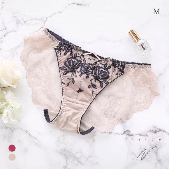 ナルエー ランジェリー ローズ バックレース ショーツ 総レース フルバック NARUE
