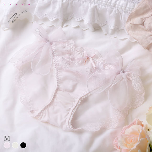ナルエー ランジェリー ジル ショーツ サイドリボン バックレース 総レース NARUE