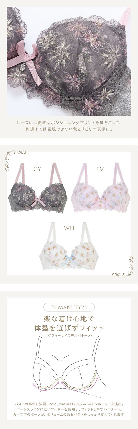リサマリ レーヌ アンネリー ブラジャー N Make Type グラマー GH 大きいサイズ Risa Magli Reine