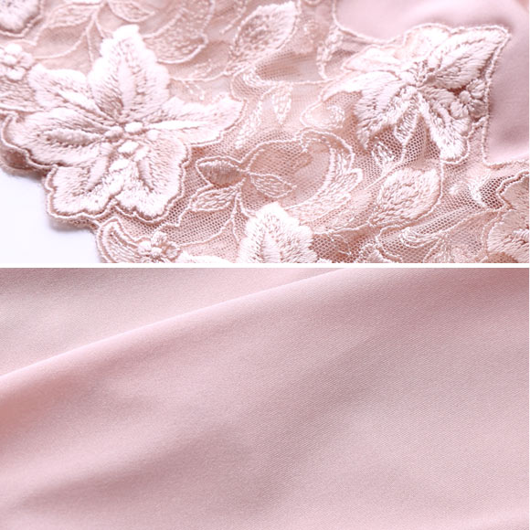 ボンレヴェール BonRevaire エンブロイダリーレース後スリットスリップ