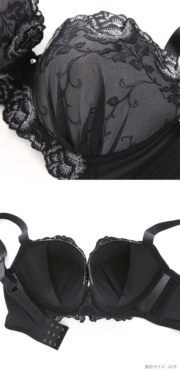 ビーオーエヌ bon ローズレース カシュクール シリーズ 脇高 ブラジャー ショーツ セット GHI 大きいサイズ 脇すっきり 脇肉