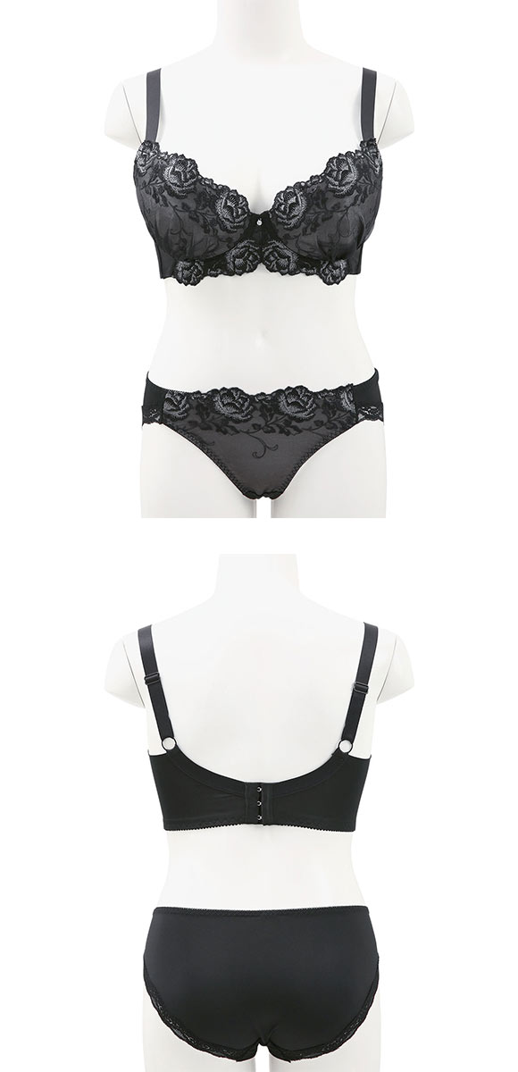 ビーオーエヌ bon ローズレース カシュクール シリーズ 脇高 ブラジャー ショーツ セット GHI 大きいサイズ 脇すっきり 脇肉