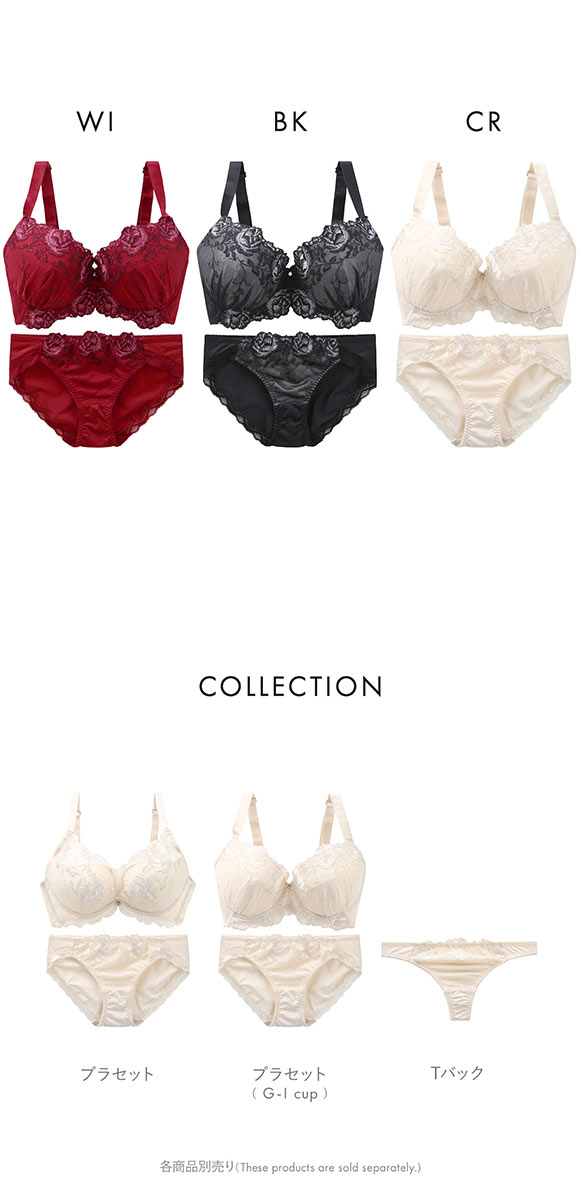 ビーオーエヌ bon ローズレース カシュクール シリーズ 脇高 ブラジャー ショーツ セット GHI 大きいサイズ 脇すっきり 脇肉