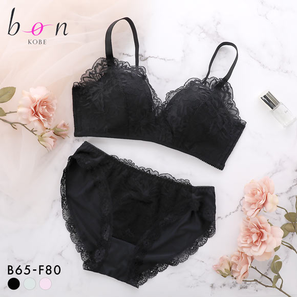 ビーオーエヌ 脇高ノンワイヤーブラ とろRich シリーズ ブラジャー ショーツ セット BCDEF 脇肉 大きいサイズ bon